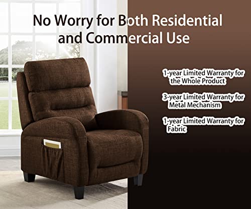 Recliner Chair Modern Accent Push Back Recliner With Solid Wood Steel Structure Overstuffed Foam,Ergonomic Seat Back,Adults Living Room Bedroom Office Small Spaces,Adjustable Single Sofa Chair,Brown #TOP6