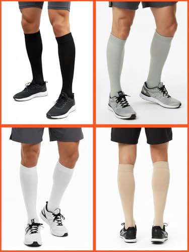 Image of Compression Toe Socks for Men Women 15-20 mmHg for Long Hours Standing,Knee High Circulation Support Socks