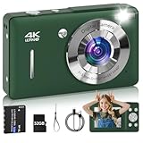 Digital Camera for Kids, FHD 1080P 44MP Point and Shoot Digital Camera with Face Detect, Smile Capture, 18X Zoom, 20 Filters, Anti Shake, 32GB SD Card Green Compact Vintage Camera