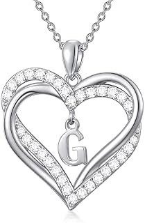 Initial Necklace for Women Double Heart Letter Necklace Sterling Silver Alphabet A-Z Initial Letter pendant Name Jewelry Gifts for Women Mom Girlfriend Daughter Birthday Gift Mothers Day Gift