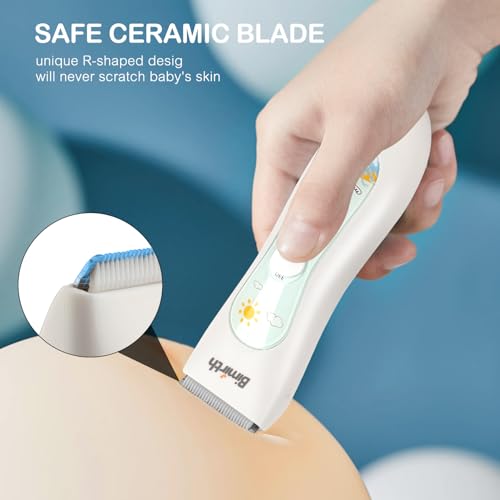Bimirth Haarschneidemaschine Kinder, Leise Baby Haarschneider, USB Wiederaufladbare Wasserdicht Baby Haartrimmer mit 3 Führungskämme im Beutel zur Einfachen Aufbewahrung (With Bag)