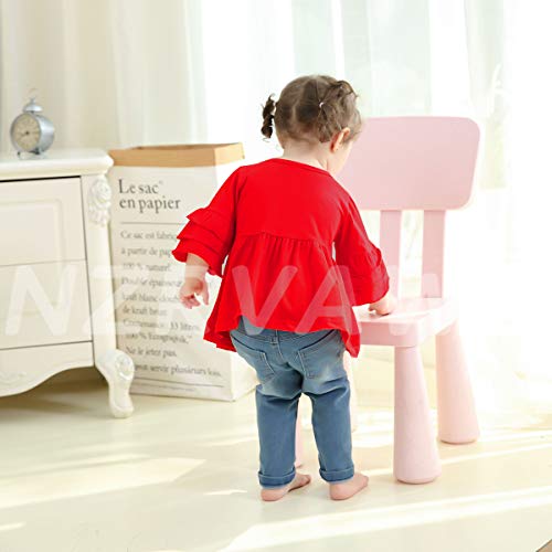 Nzrvaws Infant Baby Girl Clothes 12-18 Months Toddler Jeans For Kids Girls Ruffle Outfits Short Sleeve Shirt Tops + Floral Denim Pants 2 Piece Clothing Sets Red #TOP2