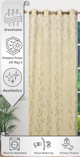 Image of Velvet Room Darkening Window Curtain 5 Feet, Golden Foil Print