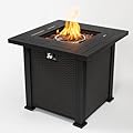 28 Inch Square Propane Gas Fire Pit Table with Lid and Lava Rocks - Create a Warm Ambiance in Your Outdoor Space
