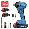 NANWEI 20V Brushless Impact Driver,2100 In-lbs (240N·m) Max Torque, 1/4" Hex Shank, 2 x 2.0Ah Batteries, and Bit Set – Ideal for Heavy Duty Home Improvement and DIY Projects(With Battery）