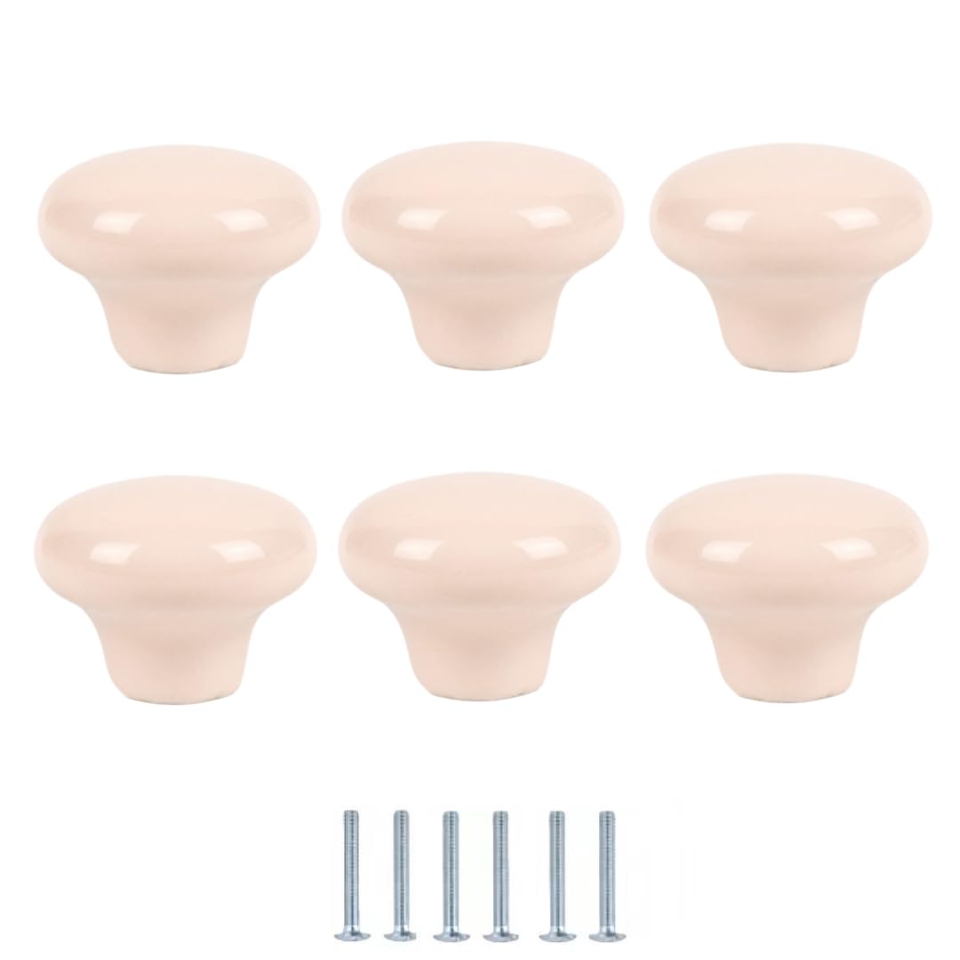 ENmrfvkz Ceramic Cupboard Drawer Handle Knobs, Ceramic Single Hole Knobs Multicolor 32x24mm 6 Pcs(Roze)