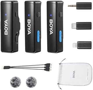 Boya BOYALINK bezprzewodowy mikrofon do przypinania, Dual Mini Lavalier mikrofon do iPhone'a, aparatu z systemem Android, PC, laptopa, nagrywania wideo, vlogów, podcastów na żywo (TX+TX+RX)
