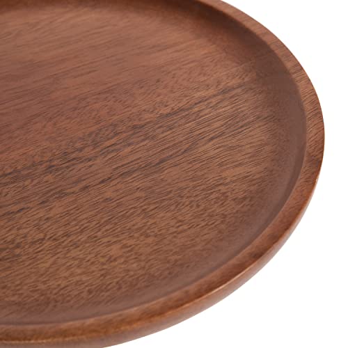 Kate and Laurel Xyler Round Wood and Metal Drink Table; 10 x 10 x 24; Walnut Brown Wood and Antique Brass; Mid-Century Plant Pedestal Table for Storage and Display by Kate and Laurel - Image 4