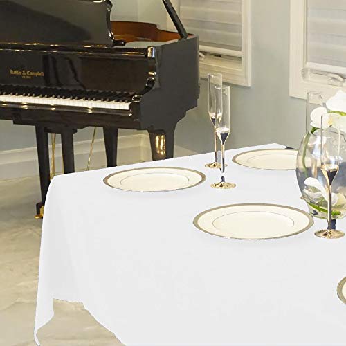 Kadut Rectangle Tablecloth (60 X 102 Inch) White Rectangular Table Cloth For 6 Foot Table | Heavy Duty Fabric | Stain Proof Table Cloth For Parties, Weddings, Kitchen, Wrinkle-Resistant Table Cover #TOP2