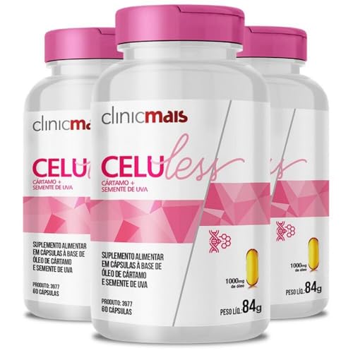 Kit 3 Celuless Cártamo e Semente de Uva 60 cápsulas Clinicmais