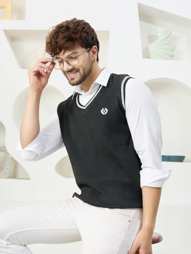 Image of Kvetoo V Neck Sleeveless Winter Wool Sweater for Men