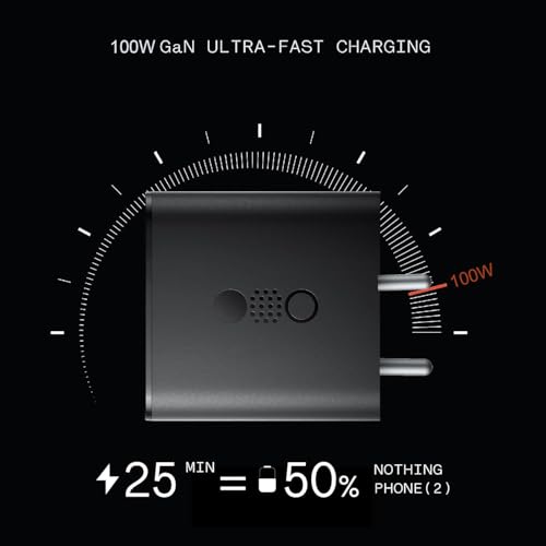 Image of CMF Original 100W Gan USB C 3-Port Adapter with 1M Type C Cable for Nothing Phone 2A /2A Plus /2 /1, Samsung S25, S24 Ultra, S24, Pixel 9 Pro XL, 9 Pro, Laptop, Pad, | 100W Complete Combo, Black