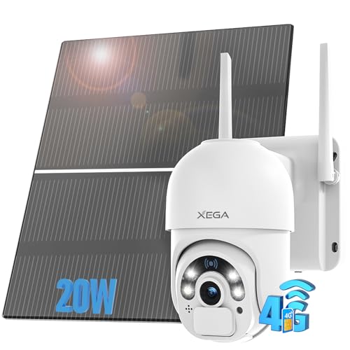 Cámara De Vigilancia Solar 4G Xega Con Tarjeta SIM, Panel De 20W, Batería De 20000mAh, Grabación 24/7, Visión Nocturna Y PTZ 355°
