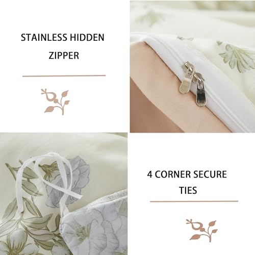 Funda de edredón floral individual Helthep en algodón premium con estampado botánico sutil 5