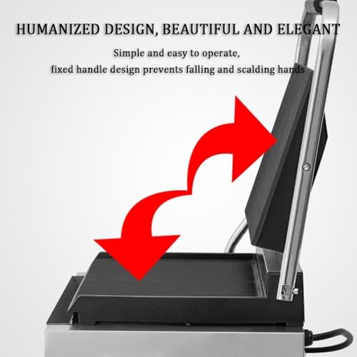 Electric Panini Press Grill Commercial Mini Steak Machine with 50 to 300℃ Temp Control and Touch Handle - Image 5