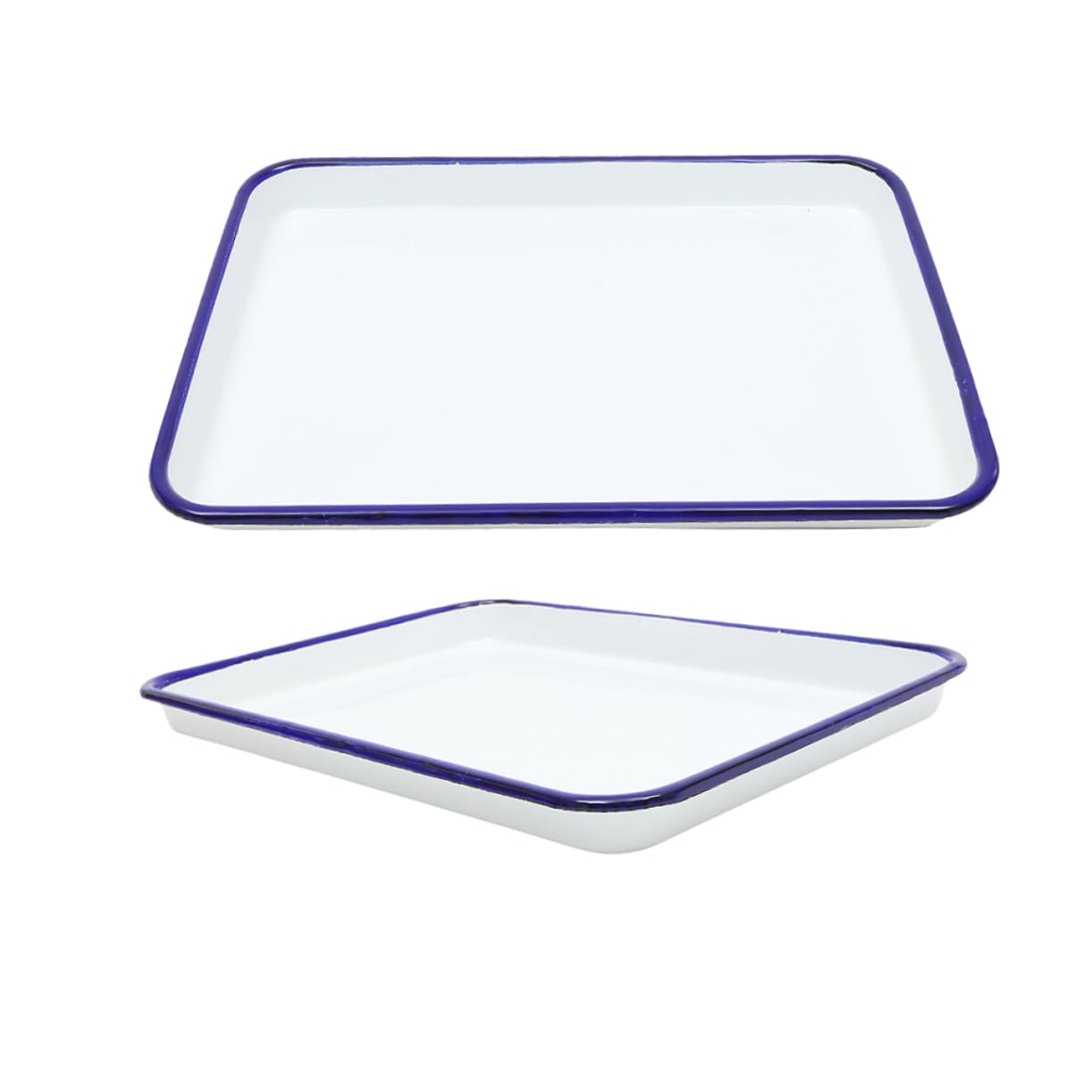POPETPOP 2 Bandejas para Hornear Esmaltadas de Color Claro, Resistentes al Calor, Rectangulares, 26x18cm y 30x20cm, para Asar Verduras y Carne