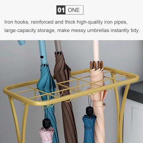 Porte-parapluies en métal résistant avec bac de récupération d'eau intégré - 4