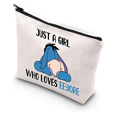 PLITI Funny Eeyore Quote Makeup Bag Just a Girl Who Loves Eeyore Cosmetic Bag for Women Girls Eeyore Fans Gift(Girls Loves Eeyore U) Cover