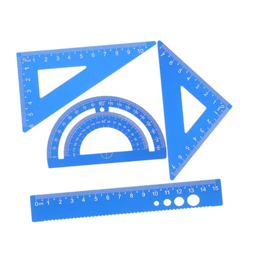 DIKACA Reglas de para Dibujo Técnico Transportador y Escuadra Azul para Estudiantes y Profesionales Kit de Geometría y Duradero para Medición Exacta