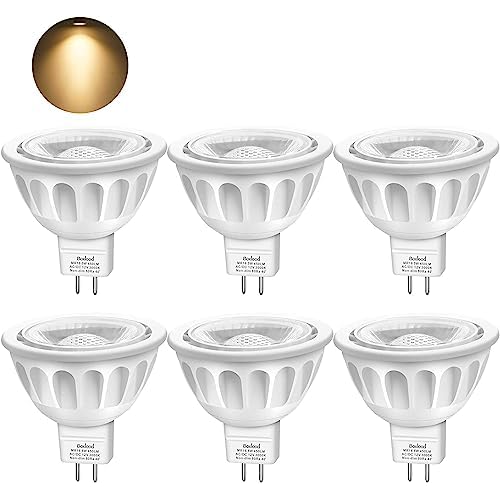 Boxlood LED GU 5.3 MR16 LED Warmweiß 12V 5W ersetzt 50W Halogenlampe 450LM 3000K Nicht Dimmbar, 36° Abstrahlwinkel LED-Strahler Spots, 6er Pack