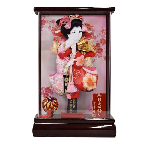 羽子板 コンパクト 初正月 かわいい お祝い 初正月 羽子板飾り 薄型 パノラマケース飾り 額飾り 赤溜 9号 押絵羽子板 ケース おしゃれ 陣屋 2026