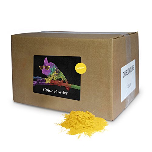 Holi Powder Yellow 25lb Box-Includes a Free Gift, a refillable Color Ball (C-Ball)