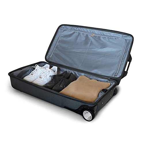 Travolution® – Newly Designed Garment Rack 28 inch Duffel with Wheels, Collapsible Lightweight Drop-Bottom Dance Costume Travel Luggage, Black