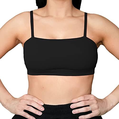 Aoxjox Women's Workout Bandeau Sports Bras Taining Fitness Running Yoga Crop Tank Top (Black, Medium)