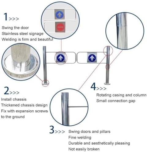 Automatic Swing Gate One-Way Door, 90° Open One-Way Metal Door, Stainless Steel Warehouse Pedestrian Gate Door, Self-Closing Passage/Corridor/Entrance Gate 50 * 100cm-Right