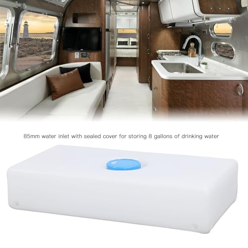 Fockety Frisch- und Grauwassertank, 8 Gallonen Auslaufsicherer Wohnmobil-Frisch- und Grauwassertank mit 85-mm-Wassereinlass, LLDPE-Food-Truck-Haltetank für Wohnmobile, Anhänger, Wohnmobile