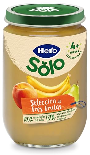 Hero Baby Tarritos de Selección de 3 Frutas con Ingredientes Naturales para bebés de apartir de 4 meses - 190gr
