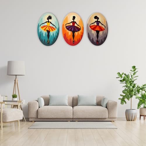 Image of GiftOday Abstract Art Dancers Wood Wall Hanging Decoration Items for Home & Kitchen Decor | Gifts | Wooden Wall Hanger | Mdf Wall Decoration for Living Room, Bedroom, Hallway | Set of 3