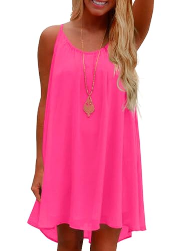 ReachMe Womens Sexy Plus Size Swimsuit Coverups Spaghetti Strap Beach Dresses Bathing Suit Cover Up Sheer Tank Sundress