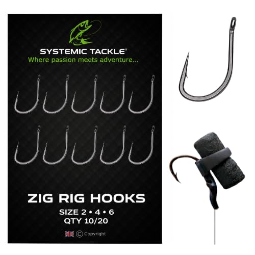 EUROKAN TACKLE Zig Rig Hooks Carp Zig & Floater Micro Barbed Barbless Hooks Size 6 8 10 - UK POST (20, Size 10 BARBLESS)