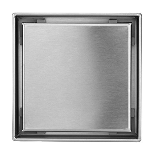 4 Inch Shower Square Shower Floor Drain – Stripe Pattern Grate – Brushed 304 Stainless Steel – Bonus 2 In 1 Reversible Tile Insert & Flat Grate And Threaded Adaptor (4 Inch Stripe Pattern) #TOP6