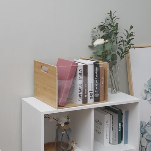 X-cosrack 2-Pack Vinyl Record Storage Box Crate, Visible Acrylic & Bamboo Vinyl Record Holder Crate with Handle, Cube CD Holder for LP Album Storage and Organizer, Easy to Assemble by X-cosrack - Image 8