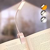 Glocusent 13 LEDs Book Lights for Reading at Night, 120 Hrs Runtime Rechargeable Reading Light, Eye Caring 3 Colors & 5 Stepless Dimming Brightness 3–60LM, Flexible Clip on Light for Book Lovers Kids