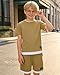 Latnnut Boys Summer Clothing Set Loose Athletic Performance Crew Neck T-Shirt and Solid Color Shorts with Pockets Outfits boys Fashion Short Sets Size 9-10 Youth