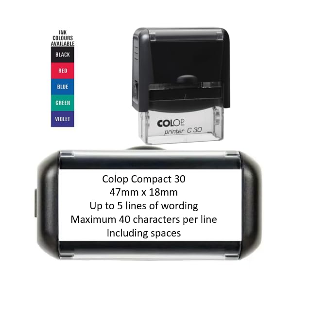 Personalised Custom Made Self-Inking Business Company Address Rubber Ink Stamp - 48mm x 18mm,up to 5 Lines