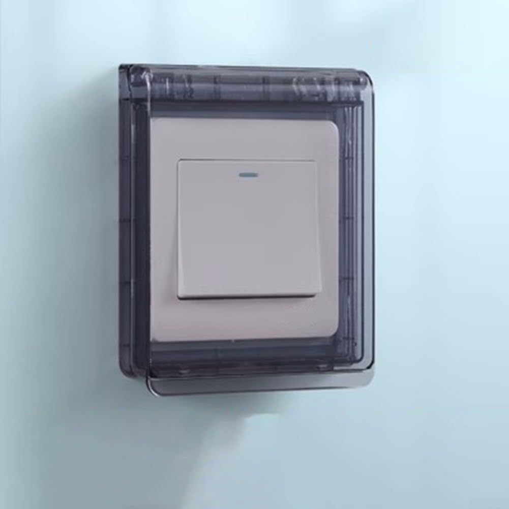 Cubierta Protectora de Enchufe, 6 Piezas 86 Tipo 9 × 9 cm Cubierta de Interruptor Impermeable Ultra Delgada(Black)