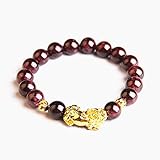 beaded bracelets,Protection Bracelets for Men Women，Natural Garnet Round Bead Crystal 3D Gold...