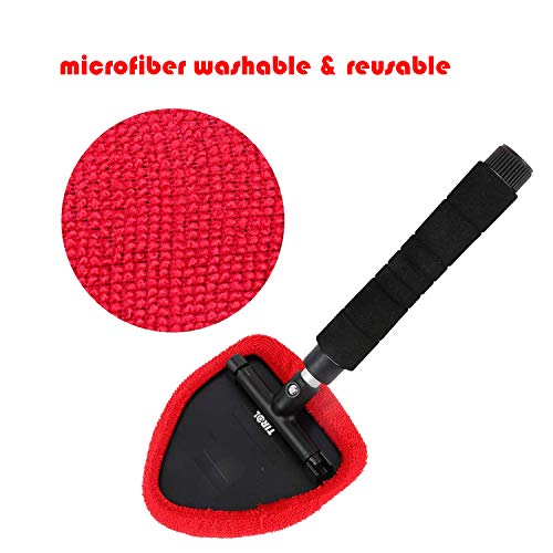 Mggi Windshield Cleaner Tool, Extendable Handle And Adjustable Triangular Shape Window Windshield Cleaner Kit, Car Windshields Washing Brush, With 2Pcs Washable And Reusable Pads #TOP4