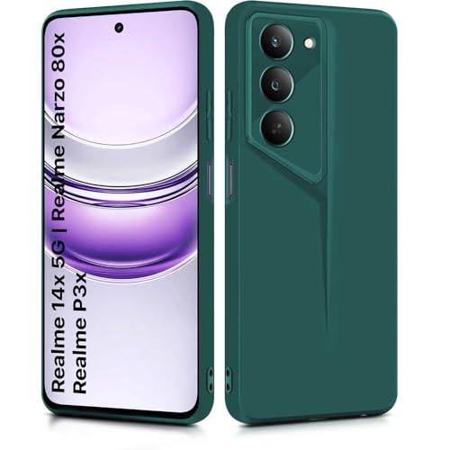 Image of WOW IMAGINE Back Cover for Realme 14x 5G | Realme Narzo 80x | Realme P3x | Blade Series Ultra Thin Case with Lightweight Design | Camera Protection | Soft Matte Silicone Flexible Mobile Case - Green