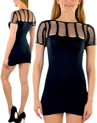 Image of ToBeInStyle Women's Stretch See Through Fishnet Novelty Mini Rave Party Dress
