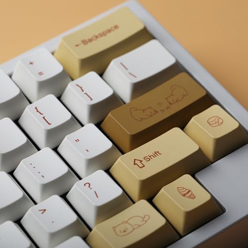 Image of Cute Shiba Inu PBT Keycaps Set - Cherry Profile Animal Dog Keycaps for 60 /65 /75% Gaming Keyboard, No Backlight, Custom with Key Puller
