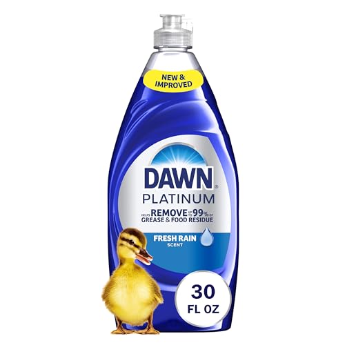 Dawn Platinum Dish Soap Fresh Rain Scent Liquid Dishwashing Detergent, Powerful Dawn Dish Soap for Tough Grease Removal, 30 oz