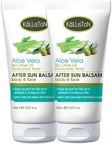 KallistonOrganic Olive Oil & Aloe Vera Lotion, Body & Face Cream, After Sun Balsam, Greece, 5.07 oz Each, Pack of 2