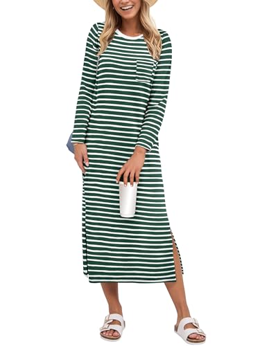 Image of ANRABESS Women Fall Long Sleeve Midi T Shirt Dresses with Pockets