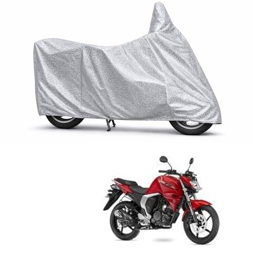 Image of 100% Waterproof Two Wheeler Body Cover Multi Layered Fabric Designed for Yamaha FZ-FI | Belt Buckle Lock | Silver Mag