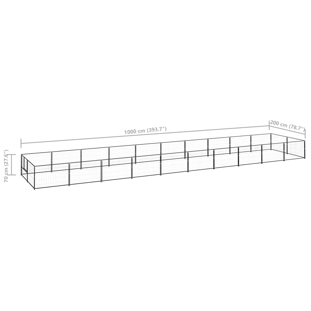 Artykuły dla zwierząt - Hodowla dla psów, czarna, 20 m², stal, zwierzęta i artykuły dla zwierząt